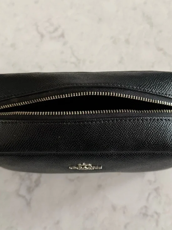 Coach *Project* Black Saffiano Leather Toiletry Pouch with Silver Logo - Picture 3 of 11